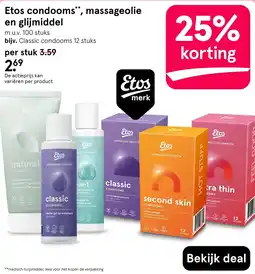 Etos Etos condooms, massageolie en glijmiddel aanbieding