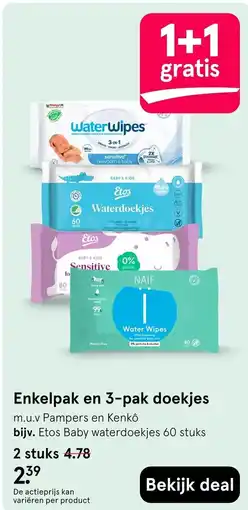 Etos Enkelpak en 3-pak doekjes aanbieding