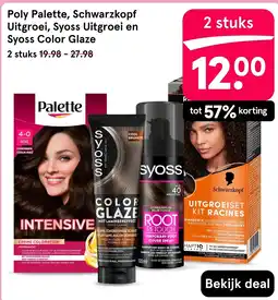 Etos Poly palette, schwarzkopf uitgroei, syoss uitgroei en syoss color glaze aanbieding