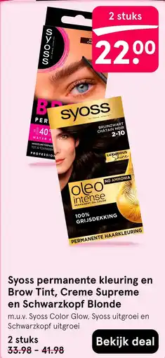 Etos Syoss permanente kleuring en Brow Tint, Creme Supreme en Schwarzkopf Blonde aanbieding