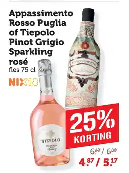 Coop Appassimento Rosso Puglia of Tiepolo Pinot Grigio Sparkling rosé aanbieding