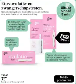 Etos Etos ovulatie- en zwangerschapstesten. aanbieding
