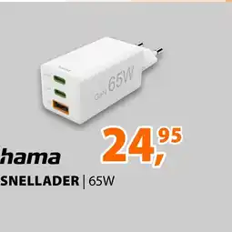 Expert Hama Fast Charger 2x USB-C PD 1x USB-A QC Mini-Charger 65 W Wit aanbieding