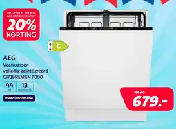 Electroworld AEG Vaatwasser volledig geïntegreerd GI72BREMEN 7000 aanbieding