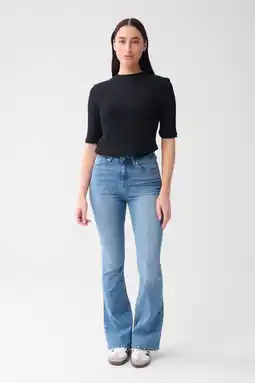 Wehkamp Shoeby high waist flared jeans medium blue denim aanbieding