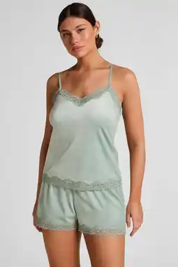 Wehkamp Hunkemöller fluwelen pyjamashort lichtgroen aanbieding