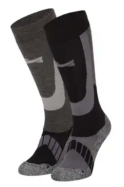 Wehkamp Xtreme skisokken - zwart/grijs (set van 2) aanbieding
