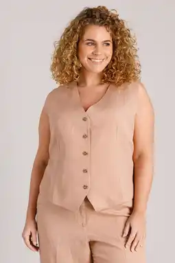 Wehkamp Yest Curve gilet met linnen beige aanbieding