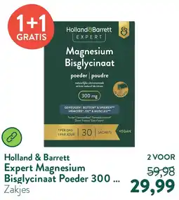 Holland & Barrett Expert Magnesium Bisglycinaat Poeder 300 mg - 30 sachets aanbieding