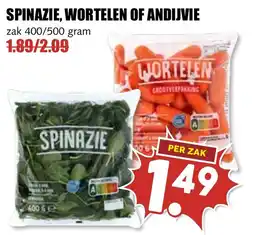 De Boerenschuur spinazie, wortelen of andijvie aanbieding
