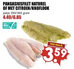 De Boerenschuur Pangasiusfilet naturel of met citroen/knoflook aanbieding