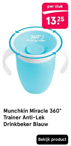 Etos Munchkin Miracle 360° Trainer Anti-Lek Drinkbeker Blauw aanbieding