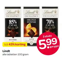 Spar Lindt alle tabletten 100 gram aanbieding