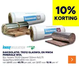 BOUWMAAT knaufinsulation tr312 glaswol en mw34 minerale wol aanbieding
