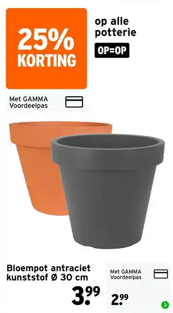 GAMMA Bloempot Antraciet Kunststof aanbieding