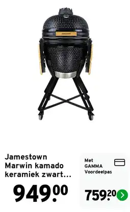 GAMMA Jamestown Marwin kamado keramiek zwart aanbieding