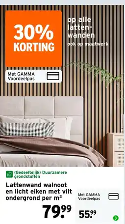 GAMMA Lattenwand walnoot en licht eiken met vilt ondergrond per m² aanbieding