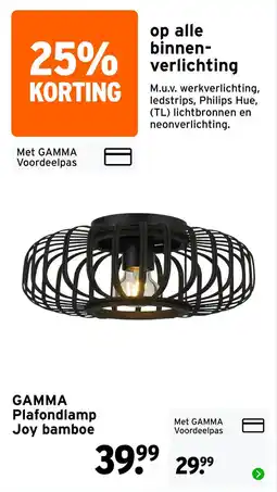 GAMMA Gamma Plafondlamp Joy Bamboe aanbieding
