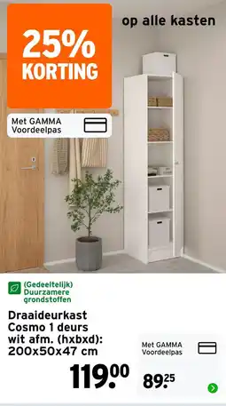 GAMMA Draaideurkast Cosmo 1 deurs aanbieding