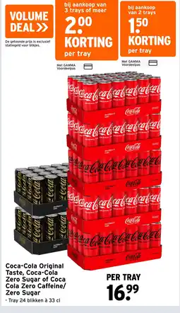 GAMMA Coca-Cola Original Taste, Coca-Cola Zero Sugar of Coca Cola Zero Caffeine/Zero Sugar aanbieding