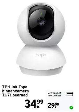 GAMMA TP-Link Tapo binnencamera TC71 bedraad aanbieding