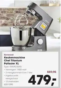 HANOS Kenwood Keukenmachine Chef Titanium Patissier XL aanbieding