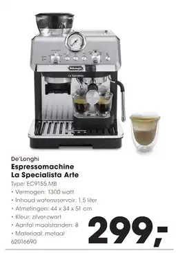 HANOS De'Longhi Espressomachine La Specialista Arte aanbieding