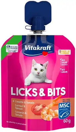 Pets Place Vitakraft Licks & Bits - Kattensnack - Tomaat Garnaal 60 g aanbieding
