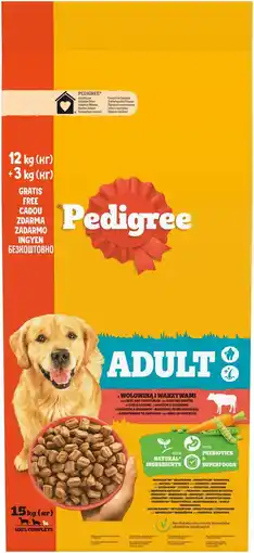 Pets Place Pedigree Adult - Hondenvoer - Rund Groente 12+3 kilo aanbieding