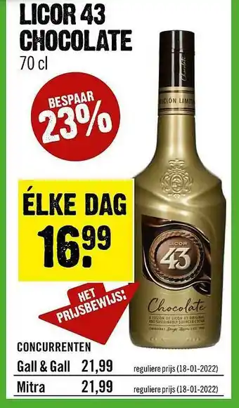 Dirck 3 Licor 43 Chocolate aanbieding