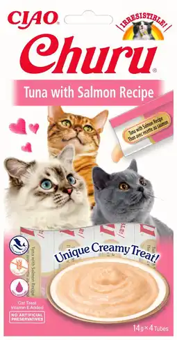 Pets Place Inaba Churu Purée - Kattensnack - Tonijn Zalm 15 g 4 stuks aanbieding
