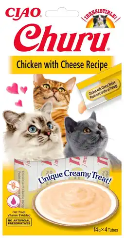 Pets Place Inaba Churu Purée - Kattensnack - Kip Kaas 15 g 4 stuks aanbieding