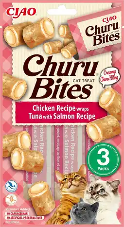 Pets Place Inaba Churu Bites - Kattensnack - Kip Zalm 42 g aanbieding