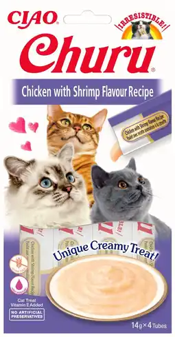 Pets Place Inaba Churu Purée - Kattensnack - Kip Garnaal 15 g 4 stuks aanbieding