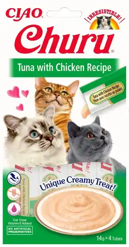 Pets Place Inaba Churu Purée - Kattensnack - Tonijn Kip 4x14 g aanbieding