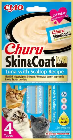 Pets Place Inaba Churu Skin&Coat - Kattensnack - Tonijn Jacobsschelp 4x14 g aanbieding