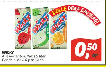 Dekamarkt Wicky alle varianten 1,5 liter per pak aanbieding