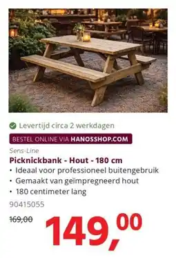 HANOS Sens-Line Picknickbank - Hout - 180 cm aanbieding