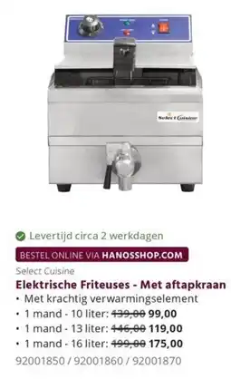 HANOS Select Cuisine Elektrische Friteuses - Met aftapkraan aanbieding