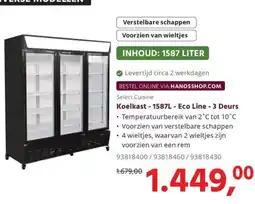 HANOS Select Cuisine Koelkast - 1587L - Eco Line - 3 Deurs aanbieding