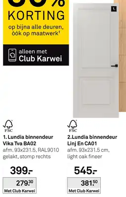Karwei Lundia binnendeur Vika Tva BA02 aanbieding