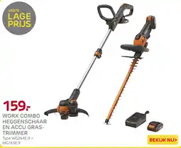 Praxis WORX combo heggenschaar en accu gras-trimmer aanbieding