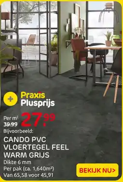 Praxis Cando pvc vloertegel feel warm grijs aanbieding