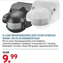 Kluswijs Q-LINK bewegingsmelder voor opbouw wand- en plafondmontage aanbieding