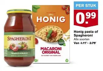 Hoogvliet Honig pasta of spagheroni aanbieding