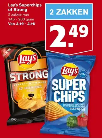 Hoogvliet Lay's' superchips of strong 145-200g aanbieding