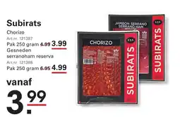 Sligro Subirats Chorizo aanbieding