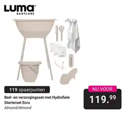 Van Asten BabySuperstore Luma Babycare Bad- en verzorgingsset met Hydrofiele Starterset Ecru aanbieding