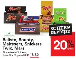 Sligro Balisto, Bounty, Maltesers, Snickers, Twix, Mars aanbieding