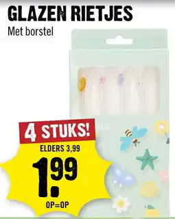 Dirck 3 Glazen rietjes met borstel aanbieding